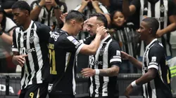 Maycon, jogador do Atletico-MG comemora seu gol durante partida contra o Mirassol no estadio Arena MRV pelo campeonato Brasileiro A 2026. Foto: Gilson Lobo/AGIF