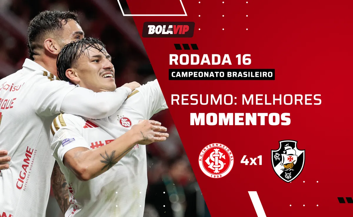 Internacional 4 x 1 Vasco: resumo completo da goleada no Beira-Rio pelo Brasileirão