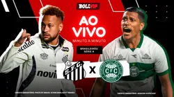 Santos x Coritiba é transmitido ao vivo pelo Bolavip Brasil. Fotos: Miguel Schincariol/Getty Images e Hedeson Alves/AGIF
