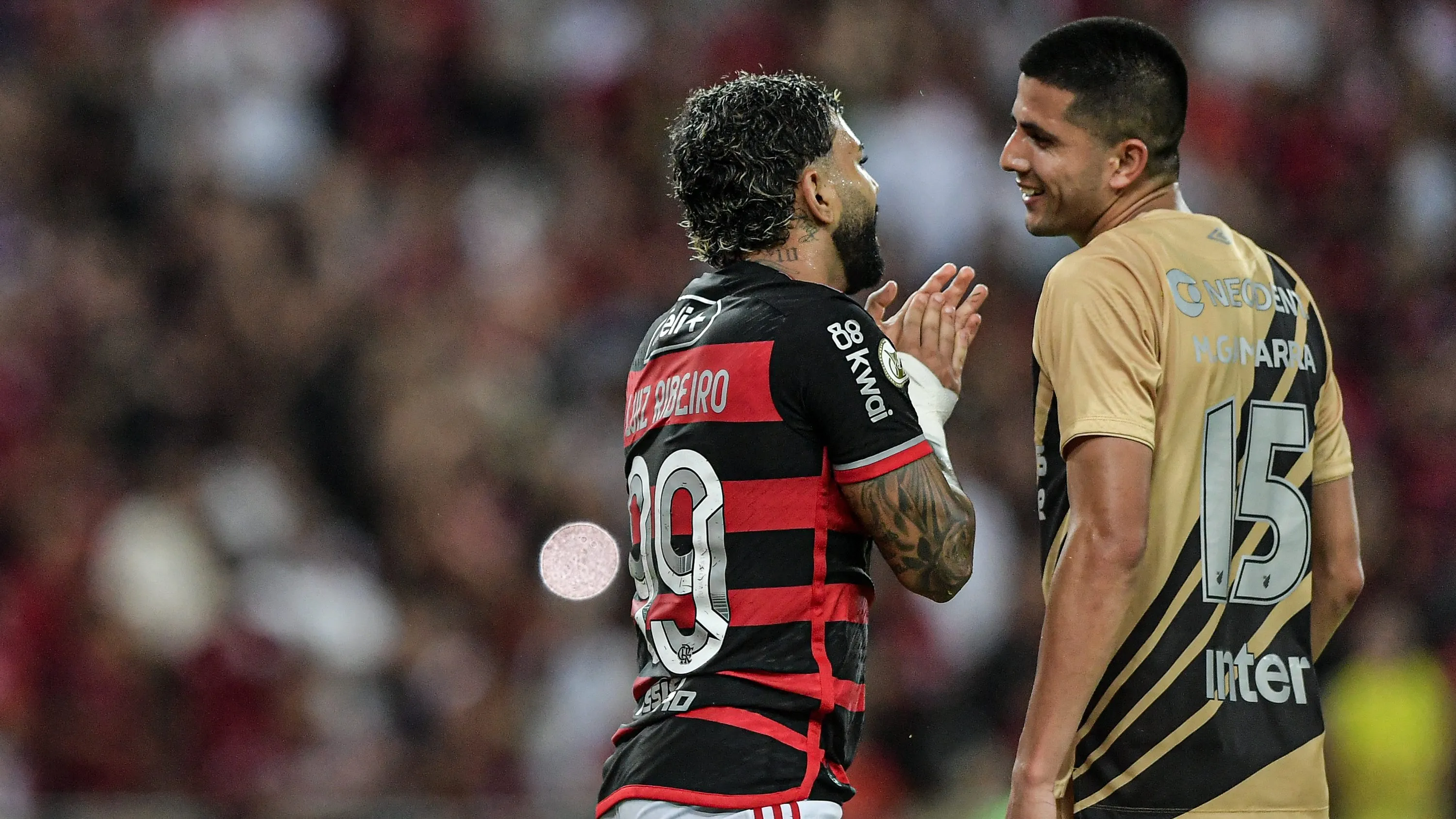 Gabriel ex-jogador do Flamengo durante partida contra o Athletico-PR no estadio Maracana pelo campeonato Brasileiro A 2024. Foto: Thiago Ribeiro/AGIF