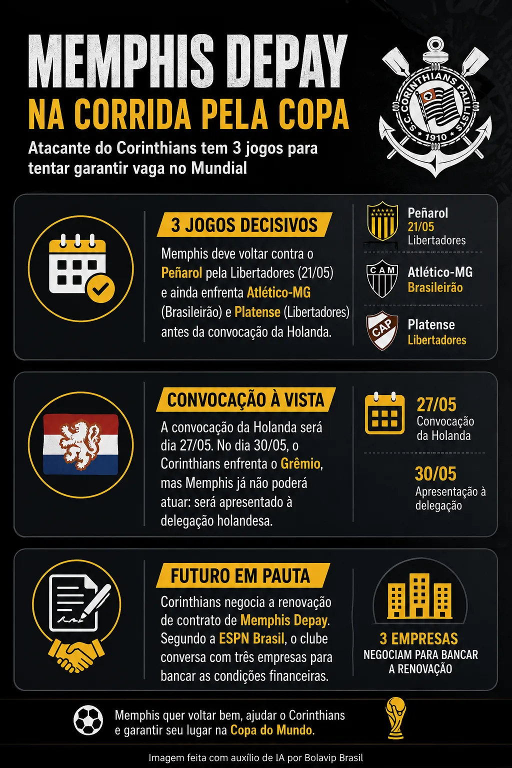 Infográfico Memphis Depay Copa do Mundo