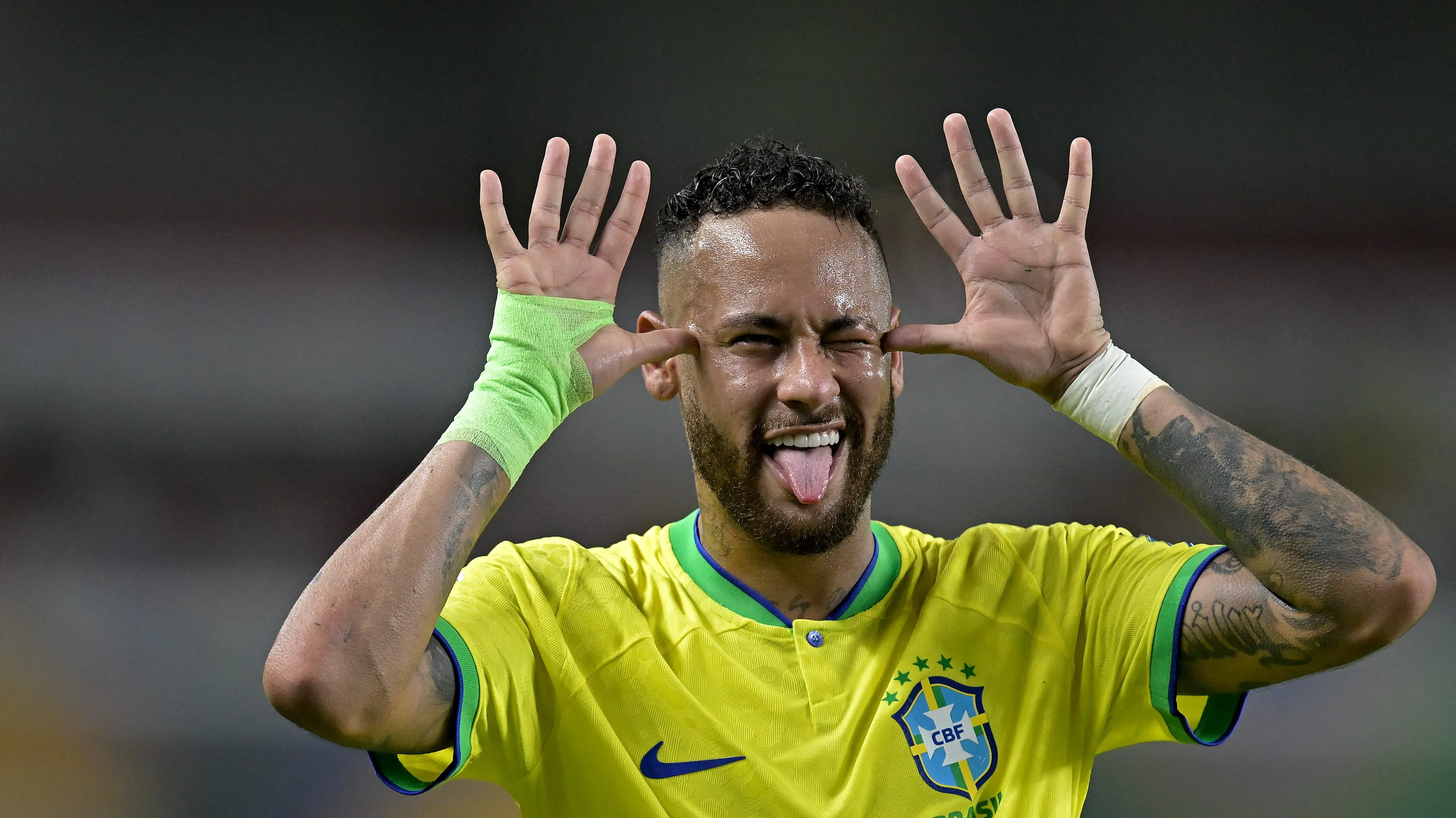 Foto: Vilela/Getty Images – Ney Jr. comemorando gol pela Seleção