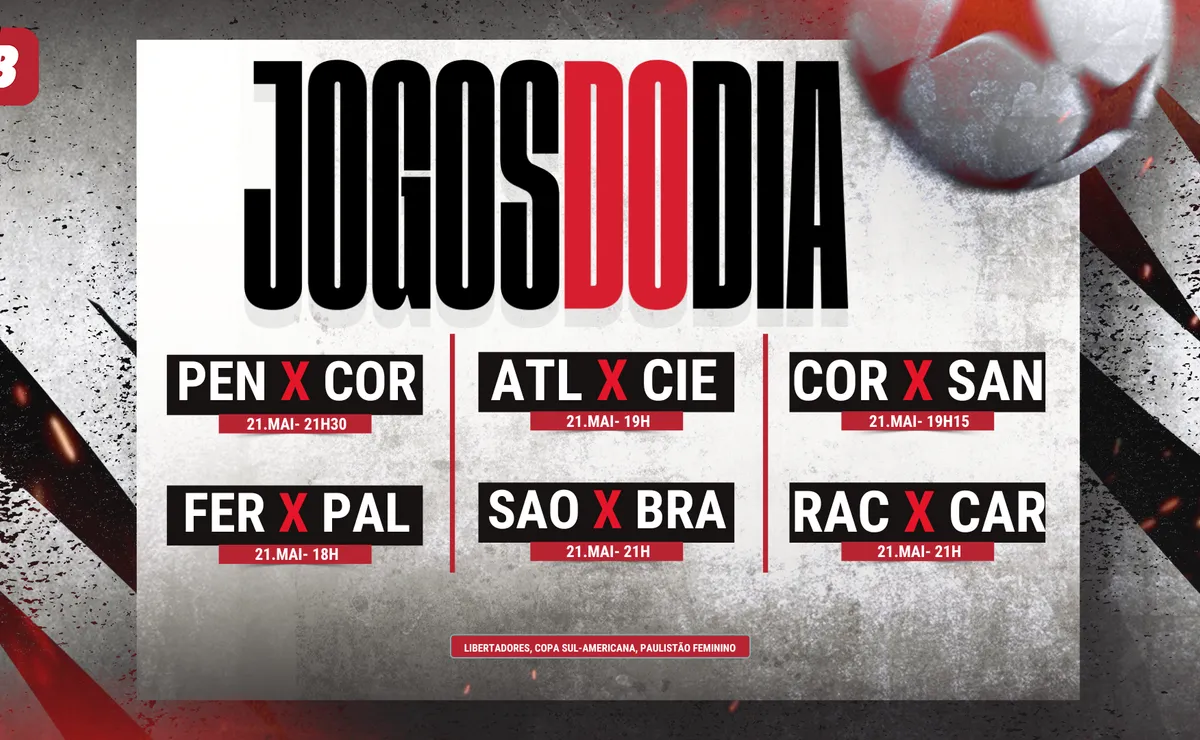 Agenda de jogos de hoje (21/05): horários e onde assistir futebol ao vivo