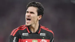 - Pedro jogador do Flamengo comemora seu gol durante partida contra o Santos