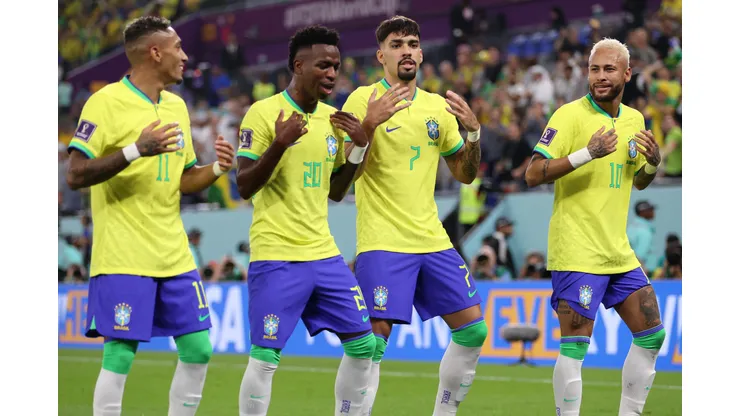 Raphinha, Vinicius Jr, Paquetá e Neymar estiveram em 2022 e foram convocados por Ancelotti. Foto: Michael Steele/Getty Images