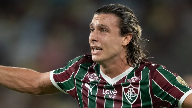 Canobbio jogador do Fluminense lamenta durante partida contra o Independiente no estadio Maracana pelo campeonato Copa Libertadores 2026.