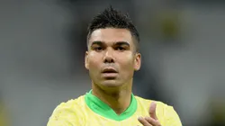 Jogadores do Selecao Brasileira Vinicius Junior, Casemiro e Rafinha comemoram vitoria ao final da partida contra o Paraguai no estadio Arena Corinthians pelo campeonato Eliminatorias Copa Do Mundo 2026. Foto: Jhony Pinho/AGIF