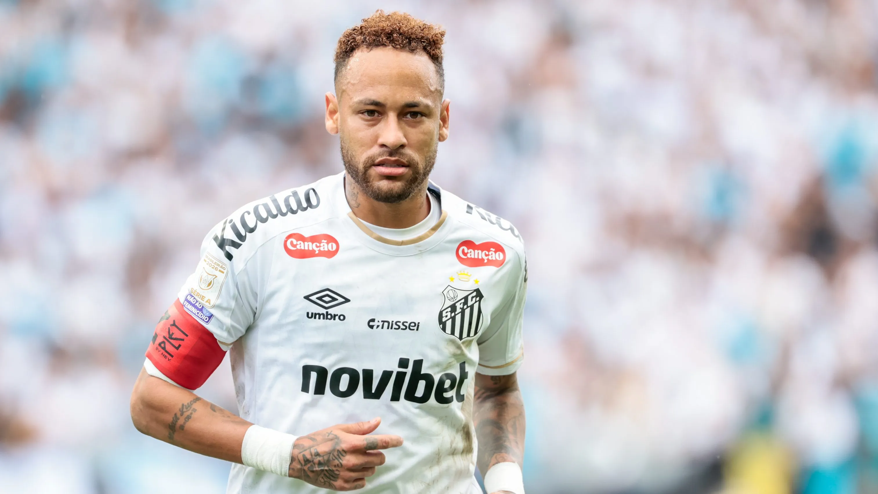Neymar jogador do Santos durante partida contra o Coritiba no estádio Arena Corinthians. Foto: Marcello Zambrana/AGIF
