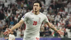 AL RAYYAN, QATAR - JANUARY 23: Sardar Azmoun of Iran celebrates during the AFC Asian Cup Group C match between Iran and United Arab Emirates at Education City Stadium on January 23, 2024 in Al Rayyan, Qatar. (Photo by Lintao Zhang/Getty Images)