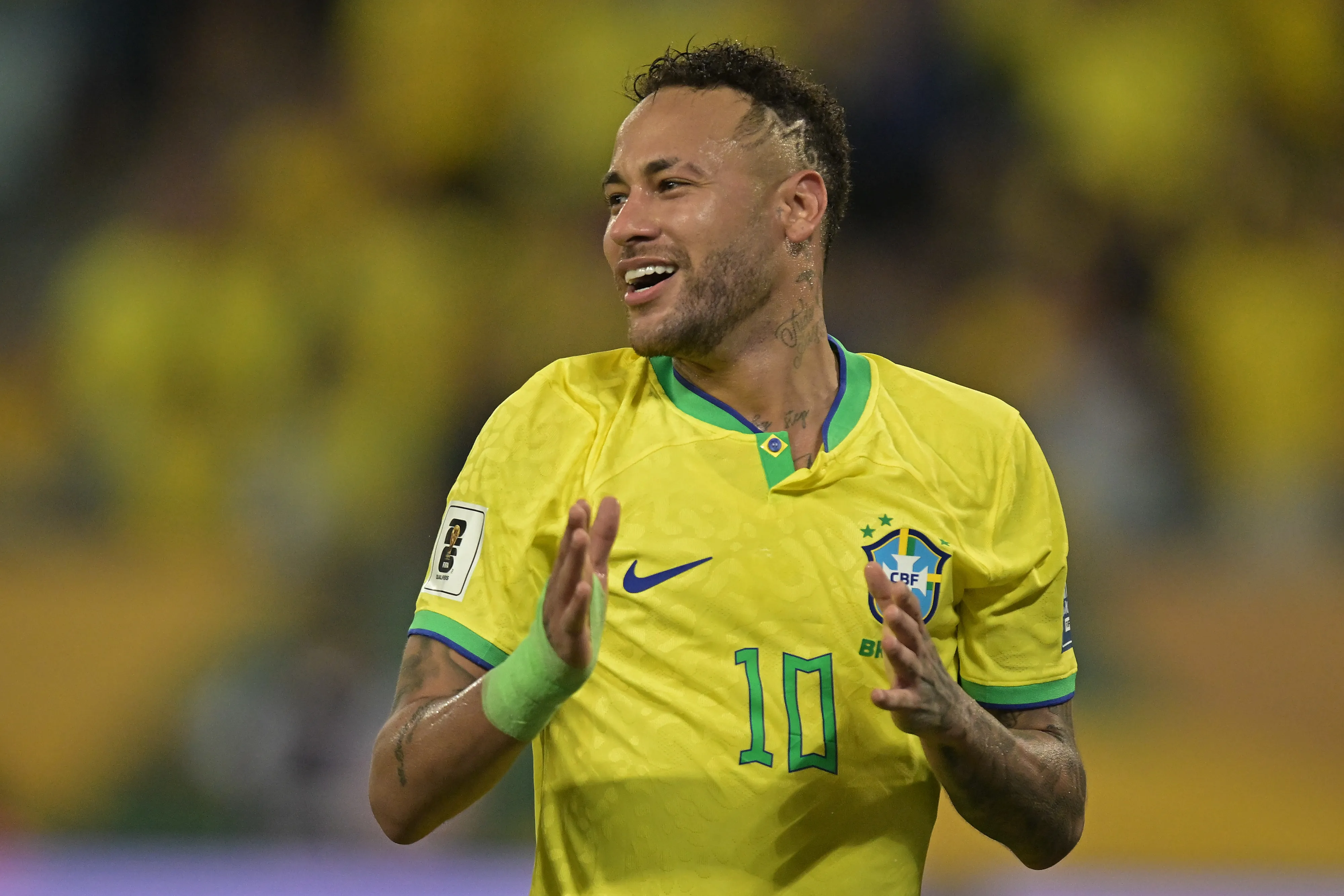 Neymar veste a camisa 10 na Seleção Brasileira. Foto: Pedro Vilela/Getty Images