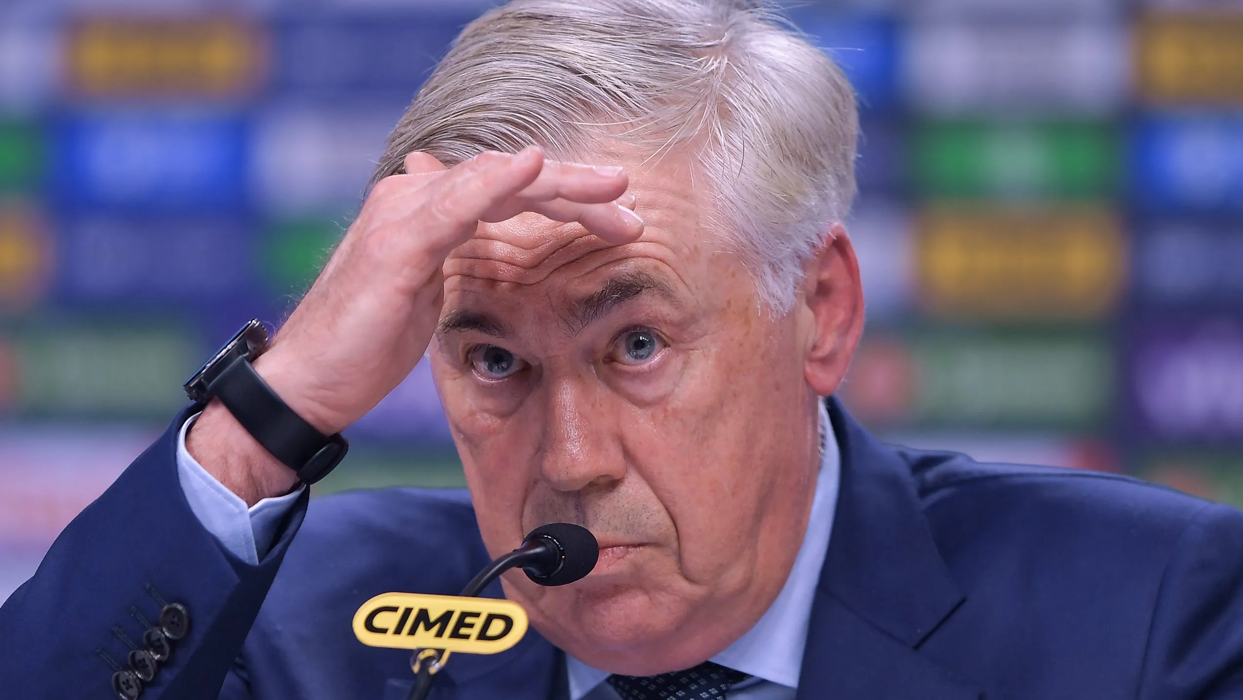 Ancelotti durante coletiva pela Seleção Brasileira