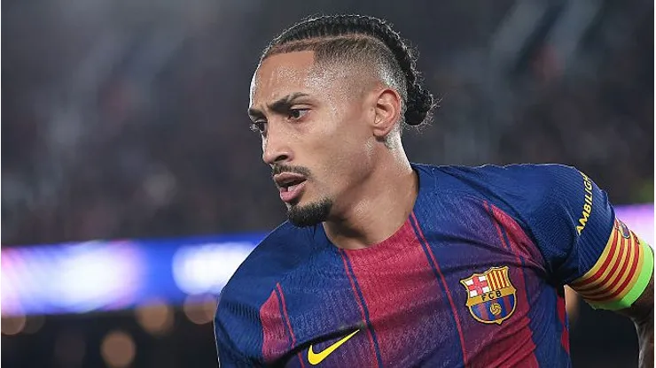 Raphinha pelo Barcelona. Foto: Eric Alonso/Getty Images