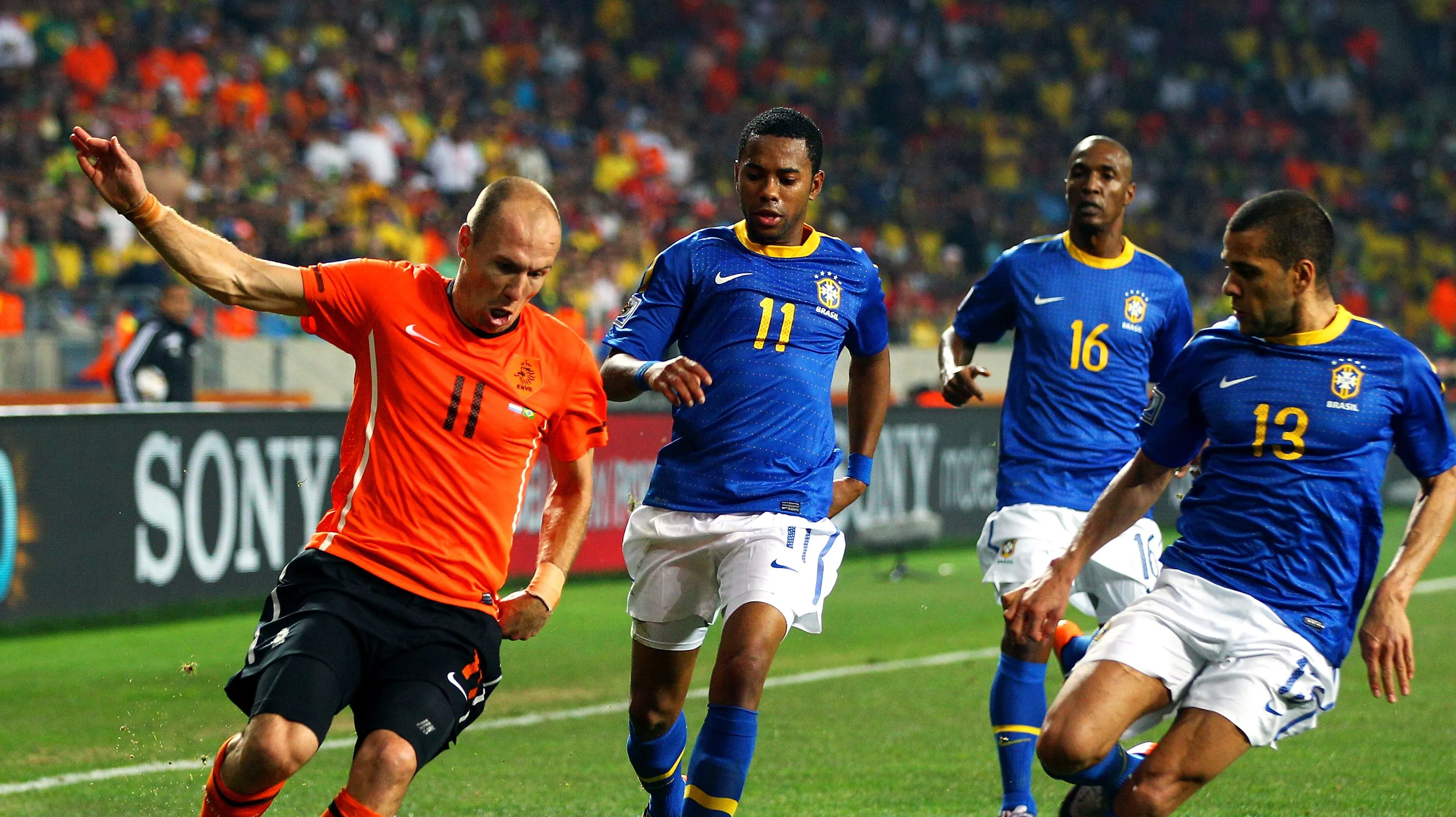 Foto: Richard Heathcote/Getty Images – Holanda de Roben eliminou o Brasil em 2010.