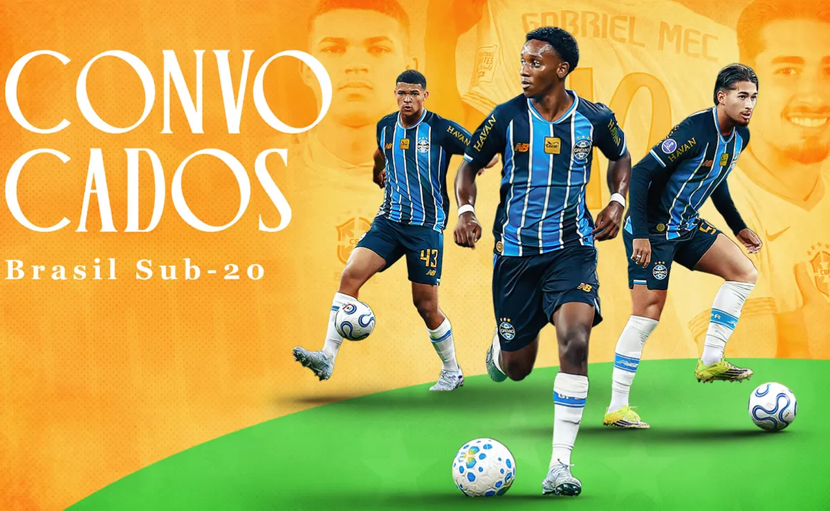Grêmio tem trio convocado para Seleção Sub-20 e reforça protagonismo de jovens no time de Luís Castro