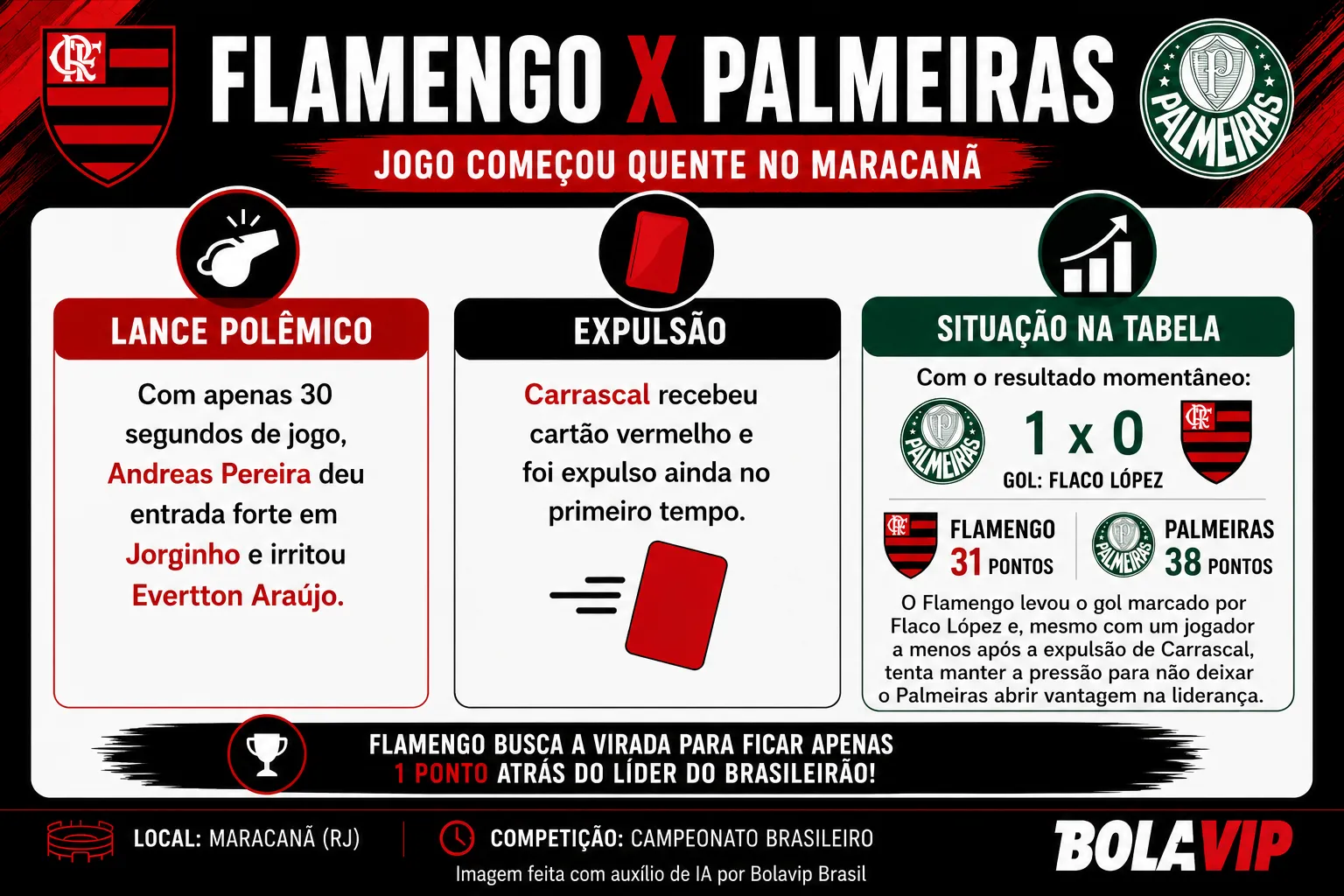Infográfico Flamengo X Palmeiras
