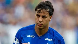 Kaio Jorge jogador do Cruzeiro comemora seu gol durante partida contra o Chapecoense. Foto: Fernando Moreno/AGIF