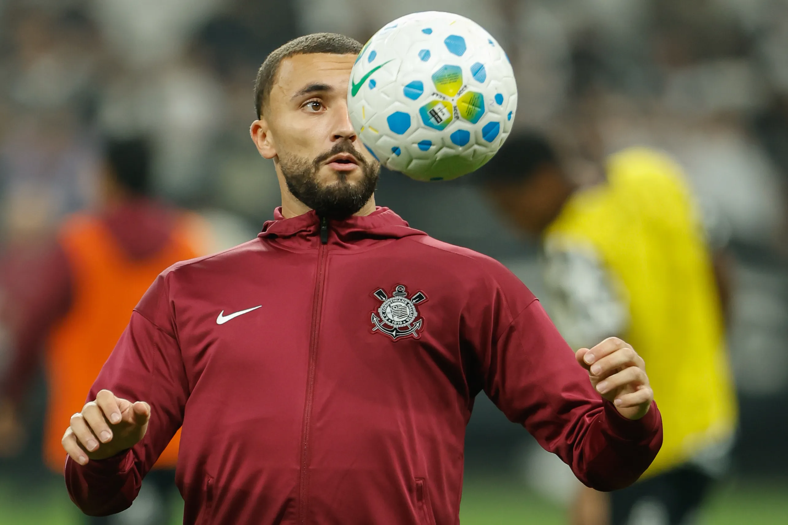 SP – SAO PAULO – 24/05/2026 – BRASILEIRO A 2026, CORINTHIANS X ATLETICO-MG – Zakaria Labyad jogador do Corinthians durante aquecimento antes da partida contra o Atletico-MG no estadio Arena Corinthians pelo campeonato Brasileiro A 2026. Foto: Joisel Amaral/AGIF