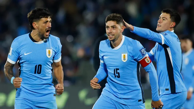 Jogadores do Uruguai comemorando. Foto: Ernesto Ryan/Getty Images
