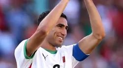 NANTES, FRANCE - AUGUST 08: Achraf Hakimi #2 of Team Morocco celebrates scoring his team's sixth goal during the Men's Bronze Medal match between Egypt and Morocco during Day Thirteen of the Olympic Games Paris 2024 at Stade de la Beaujoire on August 08, 2024 in Nantes, France. (Photo by Robert Cianflone/Getty Images)
