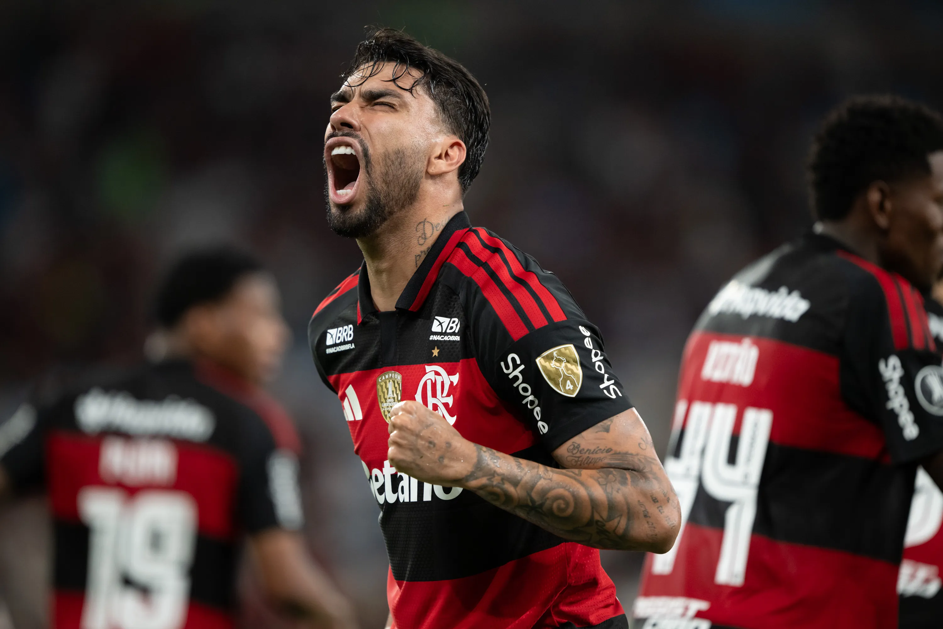 RJ – RIO DE JANEIRO – 26/05/2026 – COPA LIBERTADORES 2026, FLAMENGO X CUSCO – Lucas Paqueta jogador do Flamengo comemora seu gol durante partida contra o [EQUIPE 2] no estadio Maracana pelo campeonato Copa Libertadores 2026. Foto: Jorge Rodrigues/AGIF