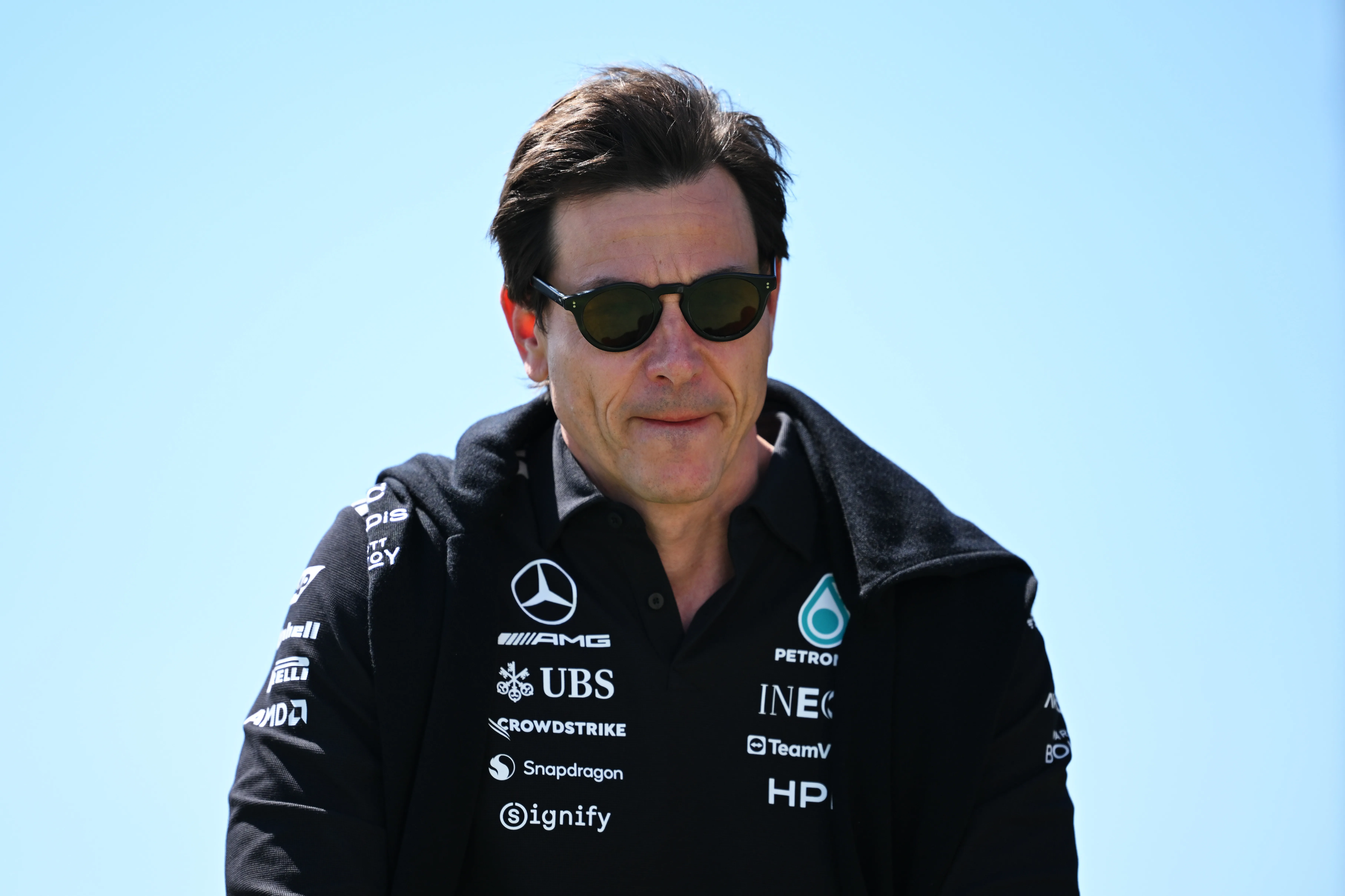 MONTREAL, QUEBEC – MAY 22: Toto Wolff, Executive Director of Mercedes AMG Petronas F1 Team arrives in the Paddock prior to practice ahead of the F1 Grand Prix of Canada at Circuit Gilles-Villeneuve on May 22, 2026 in Montreal, Quebec. (Photo by Minas Panagiotakis/Getty Images)