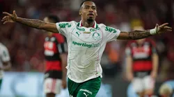 Allan (Palmeiras) celebrando seu gol contra o Flamengo, no dia 23.05.2026. Crédito: ZUMA Press / Alamy