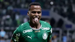 SP - SAO PAULO - 28/05/2026 - COPA LIBERTADORES 2026, PALMEIRAS X JUNIOR BARRANQUILLA - Jhon Arias jogador do Palmeiras comemora seu gol durante partida contra o Junior Barranquilla no estadio Nubank Arena pelo campeonato Copa Libertadores 2026. Foto: Marcello Zambrana/AGIF