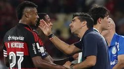 Bruno Henrique conversando com Abel Ferreira. Foto: Wagner Meier/Getty Images