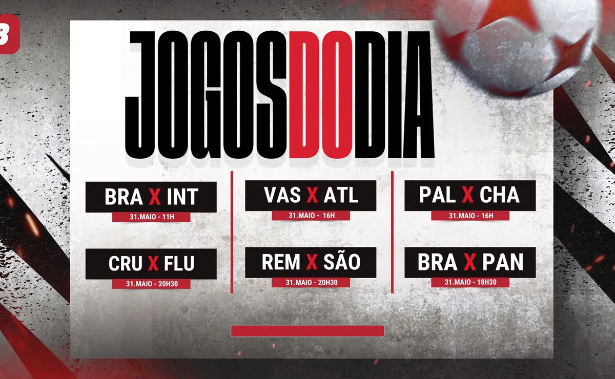 Agenda de jogos de hoje (31/05): horários e onde assistir futebol ao vivo neste domingo