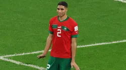 Achraf Hakimi comemora a eliminação da Espanha diante do Marrocos nas oitavas de final de 2022 (Photo by Alexander Hassenstein)
