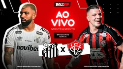 Acompanhe Santos x Vitória. FotoxFoto: Gabigol (Jota Erre/AGIF); Kaiser (Jhony Pinho/AGIF)