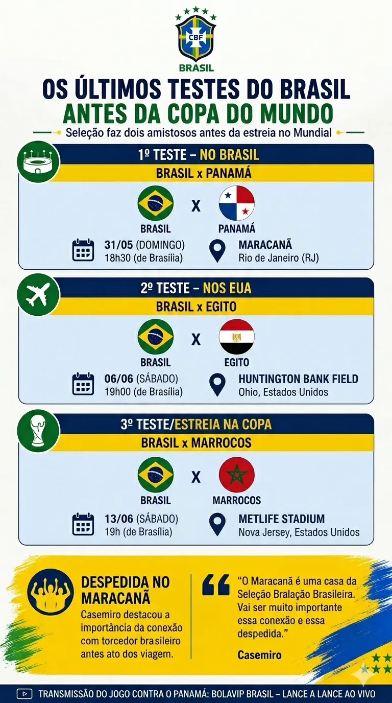 Infográfico Brasil Amistosos Copa do Mundo