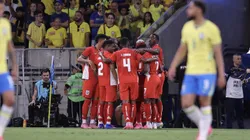 Jogadores do Panamá comemora seu gol durante partida contra o Seleção Brasileira. Foto: Baggio Rodrigues/AGIF