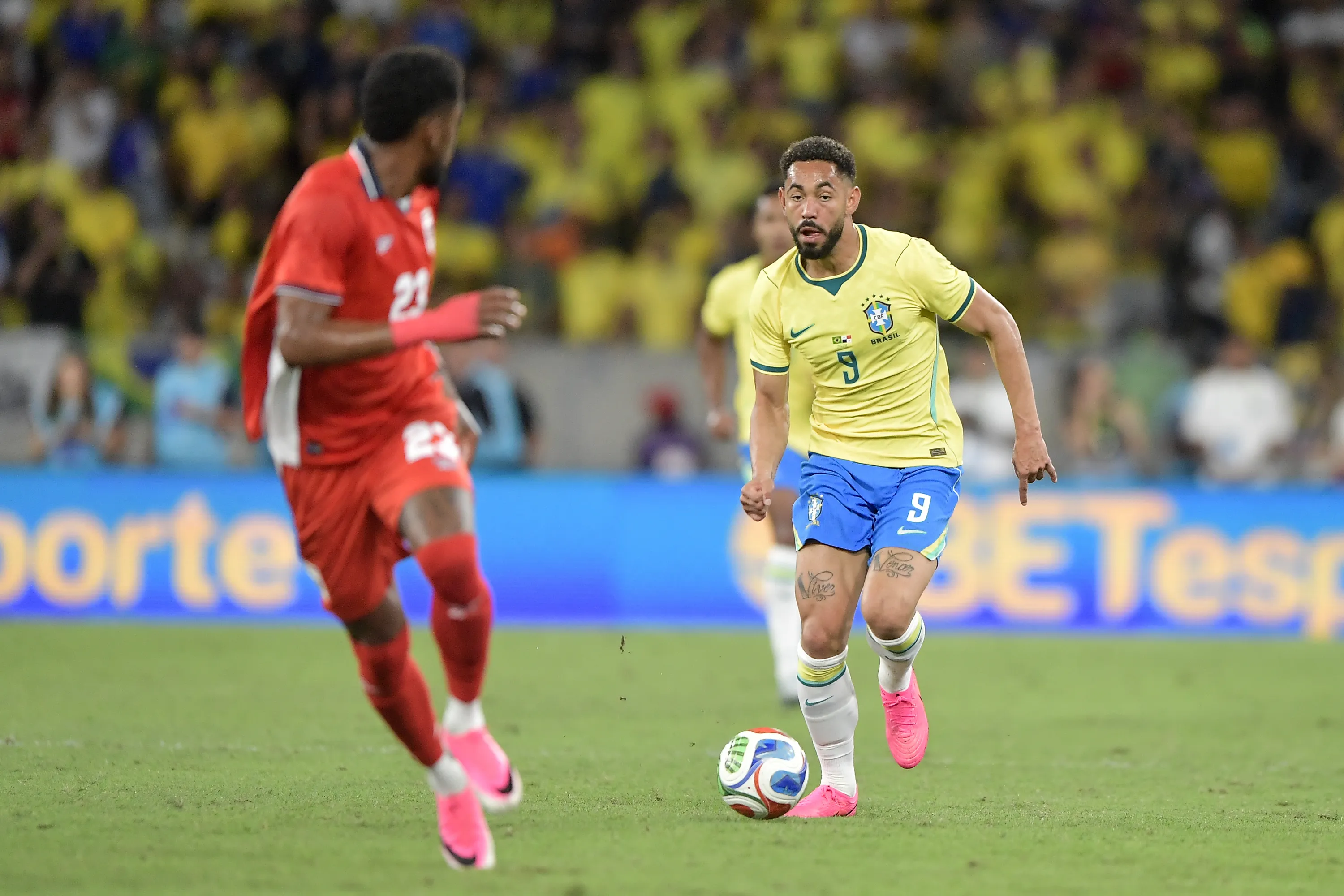 Matheus Cunha jogador do Selecao Brasileira durante partida contra o Panamá. Foto: Thiago Ribeiro/AGIF