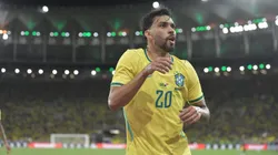 Lucas Paquetá jogador do Seleção Brasileira comemora seu gol durante partida contra o Panamá. Foto: Thiago Ribeiro/AGIF