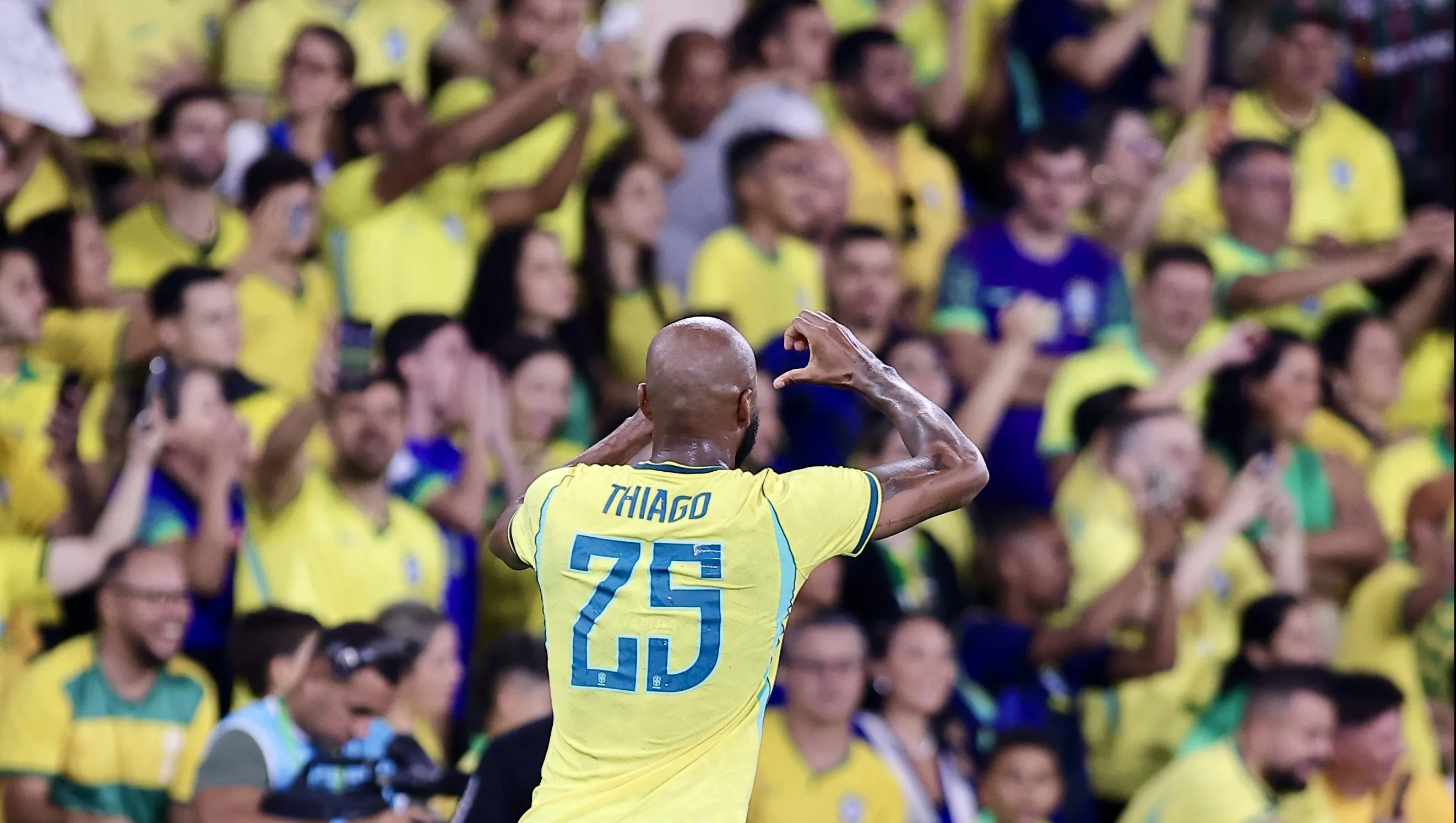 Igor Thiago jogador do Seleção Brasileira comemora seu gol durante partida contra o Panamá. Foto: Baggio Rodrigues/AGIF