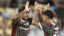 Lucho Acosta jogador do Fluminense comemora seu gol com John Kennedy. Foto: Thiago Ribeiro/AGIF