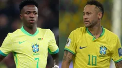Vini Jr. e Neymar. Foto: Harry Murphy e Pedro Vilela/Getty Images