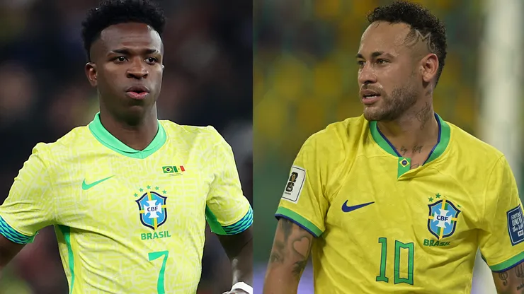 Vini Jr. e Neymar. Foto: Harry Murphy e Pedro Vilela/Getty Images