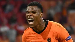 AMSTERDAM, NETHERLANDS - JUNE 17: Denzel Dumfries of Netherlands celebrates after scoring their side's second goal during the UEFA Euro 2020 Championship Group C match between the Netherlands and Austria at Johan Cruijff Arena on June 17, 2021 in Amsterdam, Netherlands. (Photo by Piroshka van de Wouw - Pool/Getty Images)