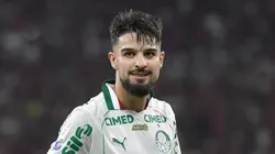 Flaco López jogador do Palmeiras comemora seu gol durante partida contra o Flamengo. Foto: Thiago Ribeiro/AGIF