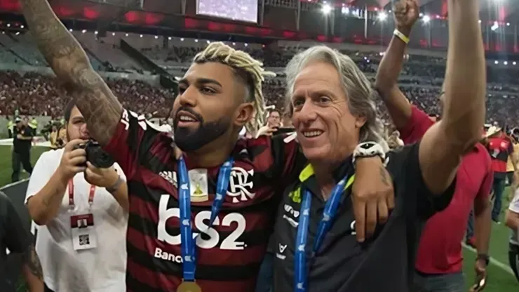 Gabigol e Jorge Jesus, ídolos históricos do Flamengo.