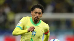 Marquinhos jogador da Selecao Brasileira durante a partida entre Brasil e Paraguai na Neo Quimica Arena em Sao Paulo (SP), pelas Eliminatorias da Copa do Mundo 2026. Foto: Marlon Costa/AGIF