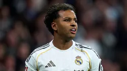 MADRID, SPAIN - MARCH 02: Rodrygo Goes of Real Madrid looks on during the LaLiga EA Sports match between Real Madrid CF and Getafe CF at Estadio Santiago Bernabeu on March 02, 2026 in Madrid, Spain. (Photo by Angel Martinez/Getty Images)