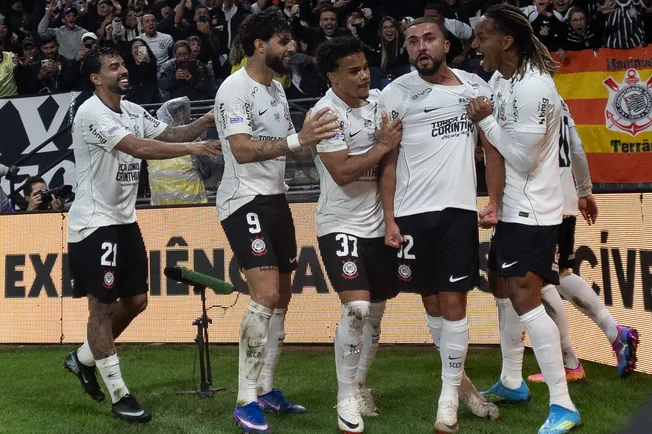 Zakaria Labyad jogador do Corinthians comemora seu gol durante partida contra o Atletico-MG no estadio Arena Corinthians pelo campeonato Brasileiro A 2026. Foto: Joisel Amaral/AGIF