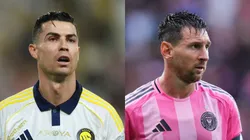 CR7 e Messi em seus respectivos clubes. Foto: Yasser Bakhsh/Getty Images - Rich Storry/Getty Images