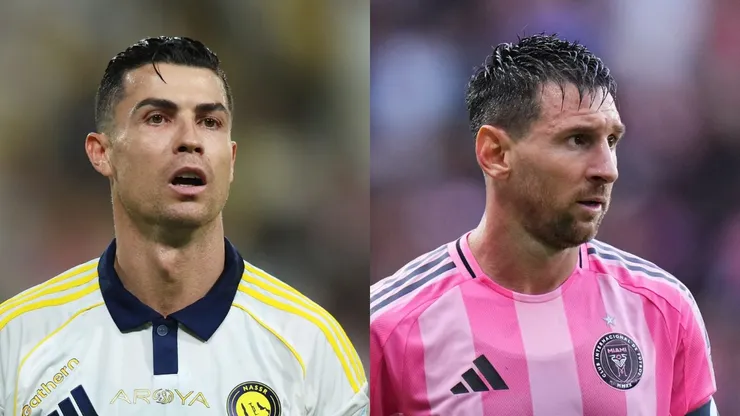 CR7 e Messi em seus respectivos clubes. Foto: Yasser Bakhsh/Getty Images - Rich Storry/Getty Images
