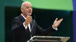 DALLAS, TEXAS - JUNE 01: FIFA President Gianni Infantino speaks during the FIFA World Cup 2026 International Broadcast Center Grand Opening ceremony on June 01, 2026 in Dallas, Texas. (Photo by Sam Hodde/Getty Images)