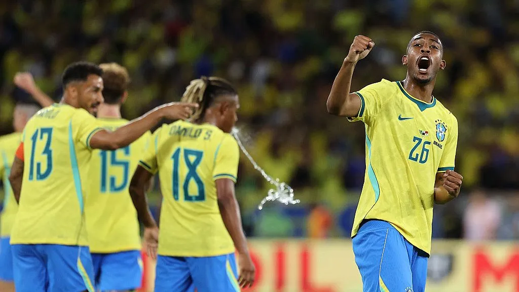 Rayan comemora gol pela Seleção. Foto: Wagner Meier/Getty Images