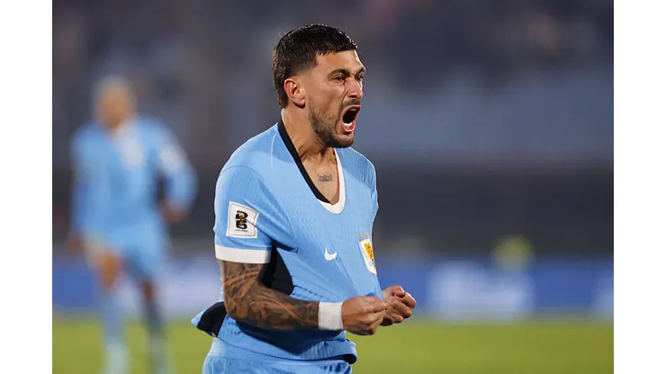 Giorgian De Arrascaeta, do Uruguai, celebra após marcar um gol nas Eliminatórias da Copa do Mundo em 10 de junho de 2025, em Montevidéu. Foto: Ernesto Ryan/Getty Images